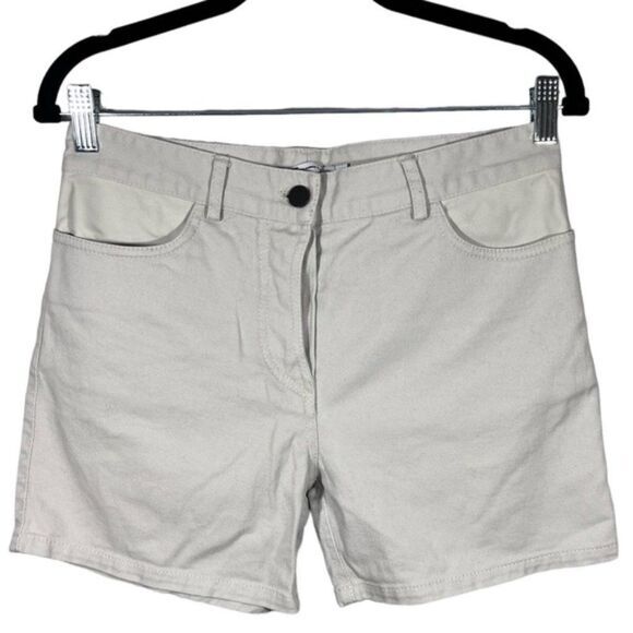 T Alexander Wang Ivory Denim Calfskin Shorts Size 26 - Picture 1 of 6